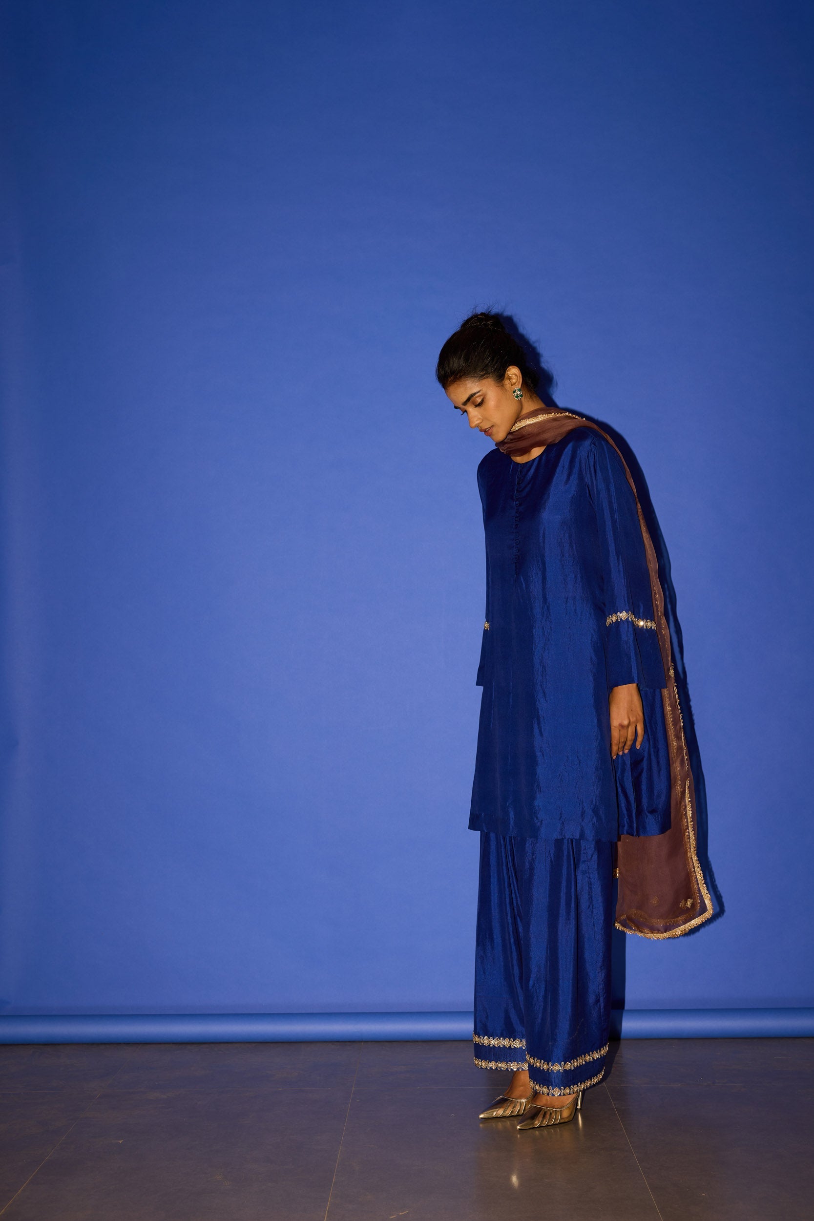 Blue A line Kurta Set - Suit