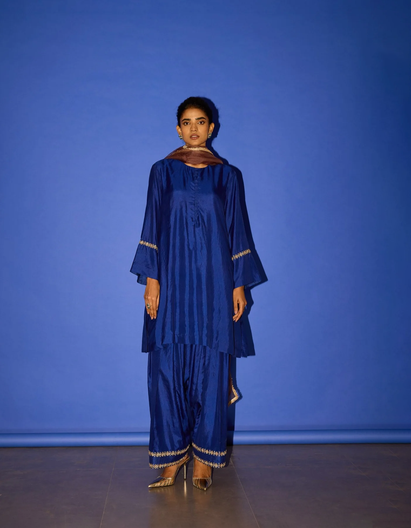 Blue A line Kurta Set - Suit