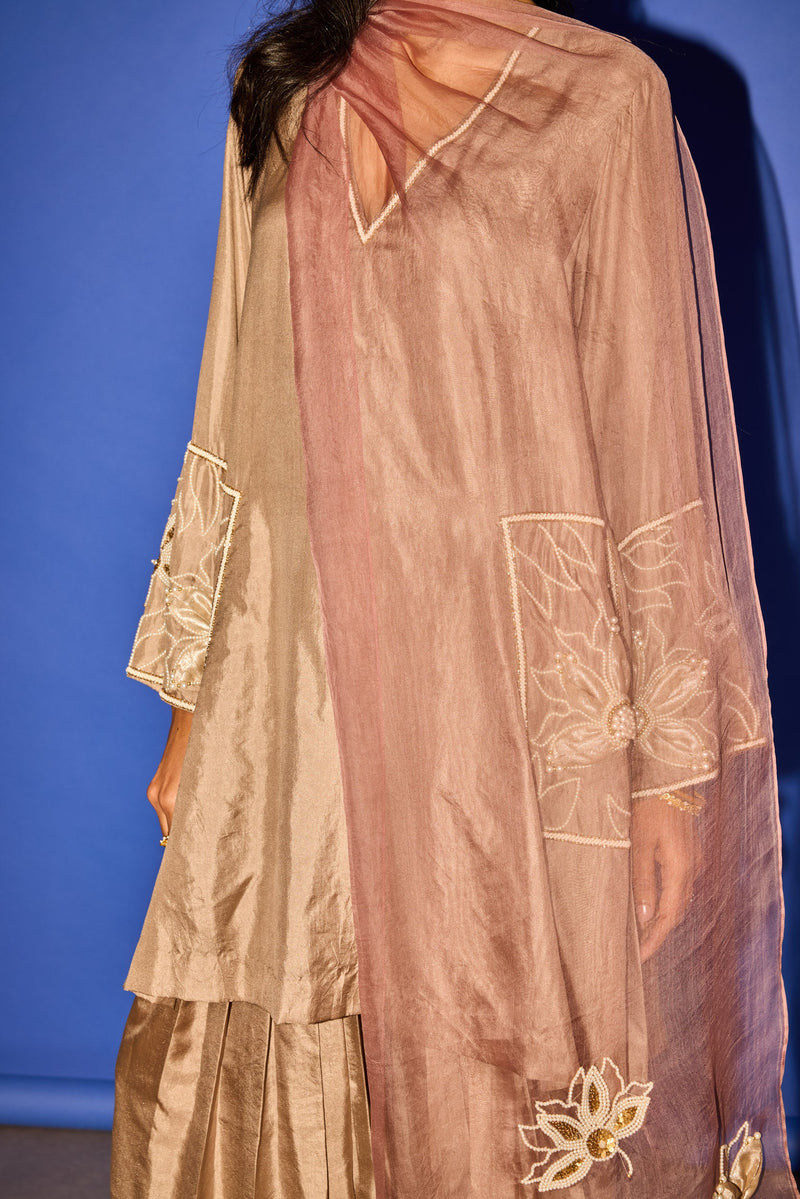 Brown Silk Kurta Set - Suit