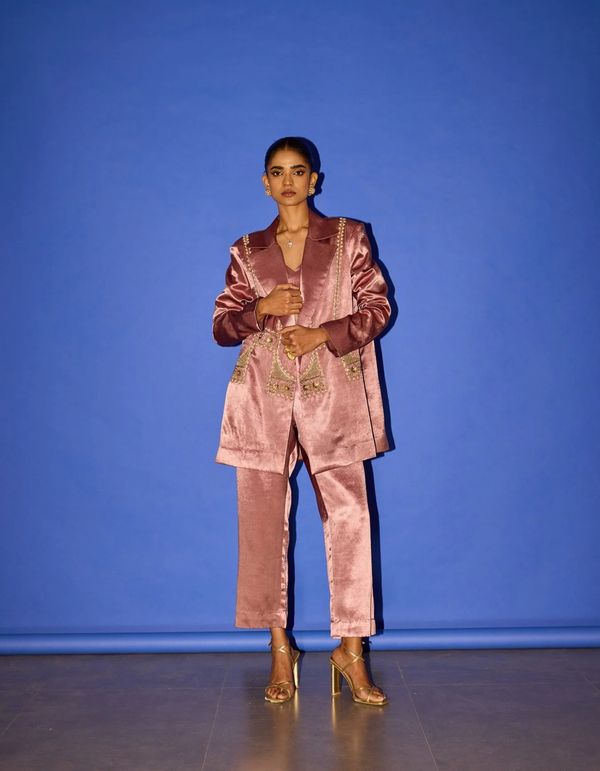 Dusky Pink Blazer Set - blazer set