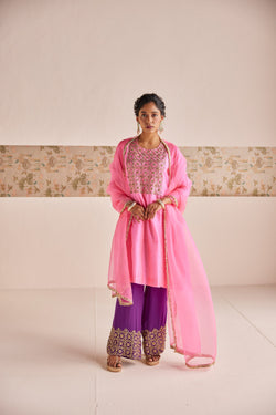 Neon Pink Silk Suit - Suit