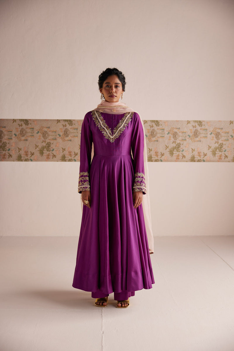 Purple Anarkali Suit - Suit