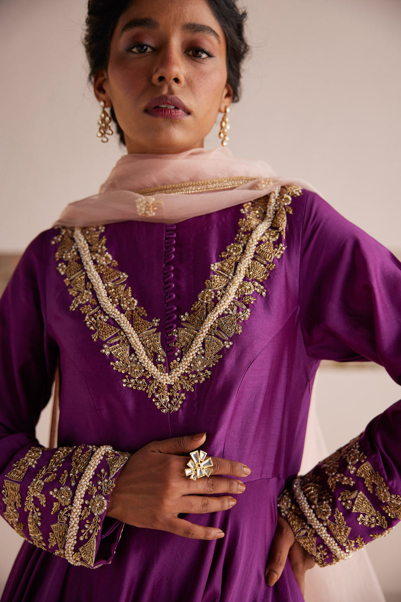 Purple Anarkali Suit - Suit